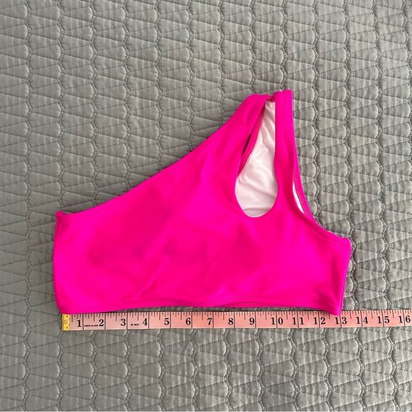 NWOT One Shoulder Bikini Top with Cutout (Neon Rose-Hot Pink) - Picture 8 of 12
